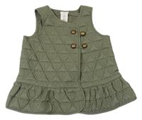 Khaki šušťáková prešívaná zateplená vesta