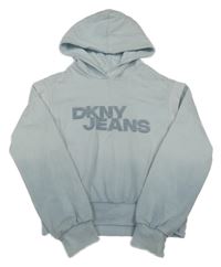 Svetlomodrá crop mikina s logom a kapucňou DKNY
