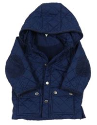 Tmavomodrá šušťáková prešívaná zateplená bunda s kapucňou H&M