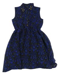 Čierno-modré vzorované šifónové šaty George