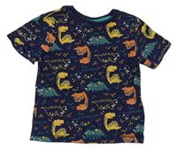 Tmavomodré tričko s dinosaurami Nutmeg