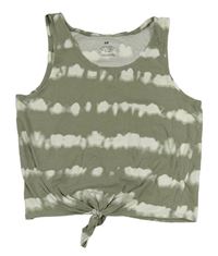 Kaki-biely vzorovaný crop top H&M
