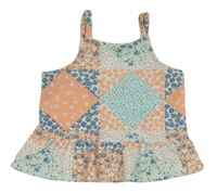 Ružovo-modro-biely kvietkovany peplum top Matalan