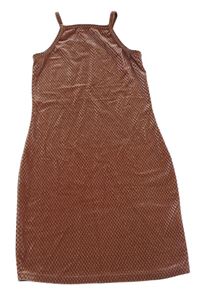 Staroružové zamatové vzorované šaty Matalan