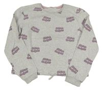 Sivá crop mikina s nápismi H&M