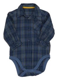 Tmavomodro-žluté kostkované košilové body Mothercare 