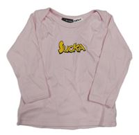 Svetloružové tričko s nápisom Brand new