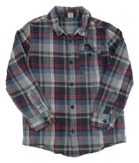 Modro-růžová kostkovaná flanelová košile TU 