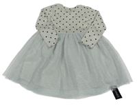 Nové - Šedo-stříbrné pleteno/tylové šaty se srdíčky Dunnes