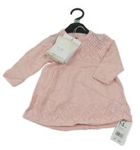 Nové - 2set - Růžové svetrové šaty + bílé punčocháče Mothercare