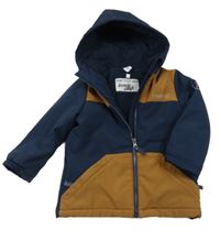 Tmavomodro-medová softshellová zateplená bunda s kapucí Topomini