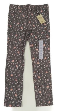 Nové - Sivé džegíny s kvietkami Denim Co.