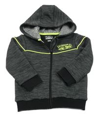 Šedo-černá vzorovaná propínací mikina s autem a kapucí F&F