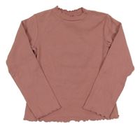 Růžové žebrované triko Zara