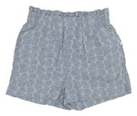 Světlemodré vyšívané plátěné kraťasy We 