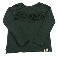 Tmavozelené triko s třásněmi Looxs