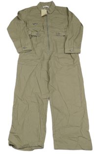 Nové - Béžové riflový kalhotový overal s nášivkou Leigh Tucker 