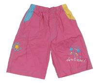 Ružové plátenné kraťasy s motýlom