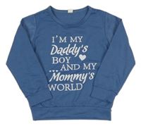 Modrá mikina s nápisom