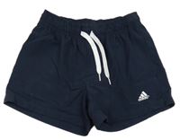 Tmavomodré šušťákové športové kraťasy s logom Adidas