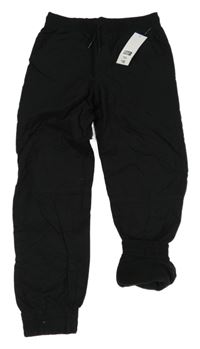 Nové - Čierne plátenné podšité cuff nohavice F&F