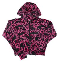 Čierno-tmavoružová zamatová prepínaci mikina s kapucňou Barbie