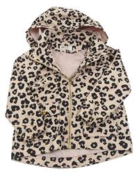 Světlepudrovo/růžovo-čierna vzorovaná plátenná jarná bunda s odopínacíá kapucňou H&M