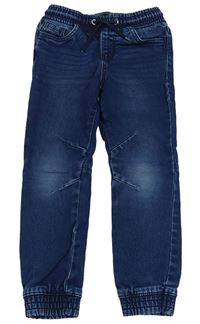 Tmavomodré cuff slim teplákové rifle Denim Co.