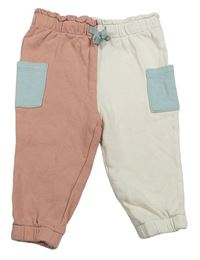Starorůžovo-bílé cargo paper bag tepláky H&M