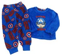Cobaltově modré plyšové pyžamo s CAPTAIN AMERICA PRIMARK
