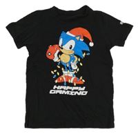 Černé tričko se Sonicem s vánočním motivem