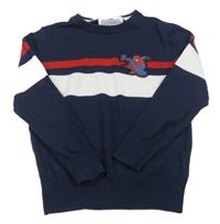 Tmavomodro-biely sveter so Spider-manem a pruhom C&A