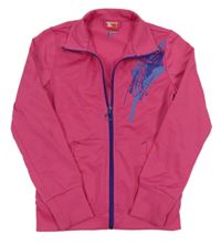 Tmavorůžová  propínací sportovní mikina s logem PUMA