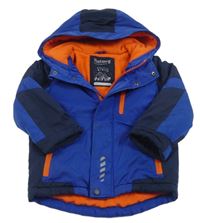 Safírovo-tmavomodrá šusťáková zimní bunda s kapucí NUTMEG