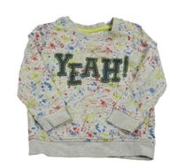 Sivo-farebná melírovaná skvrnitá mikina s nápisom Liegelind