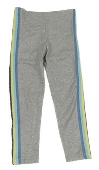Sivo-strieborné melírované legíny s farebnymi pruhmi PRIMARK