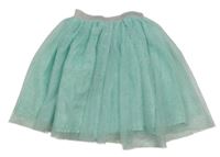 Mátová tylová sukňa s vločkami a strieborným pasom Disney