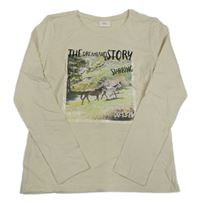 Smotanové tričko s koníky S. Oliver