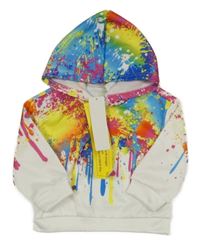 Nové - bielo-farebná skvrnitá mikina s kapucňou SHEIN