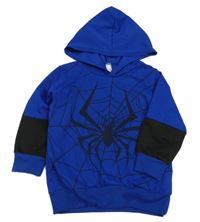 Safírovo-čierna mikina s pavoukem a pavučinou a kapucňou