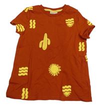 Hrdzavé tričko s kaktusmi a sluníčky so cute