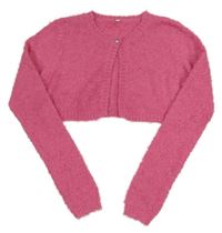 Tmavorůžové chlupaté propínací svetrové bolérko M&S