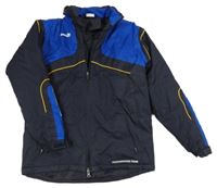 Tmavomodro-safírová šusťáková jarní zateplená bunda s ukrývací kapucí JAKO