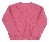 Růžový žebrovaný žinylkový svetr F&F