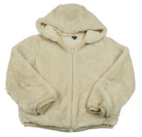 Smotanová kožušinová podšitá bunda s kapucňou KIABI