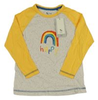 Nové - šedo-žluté melírované triko s duhou Tu