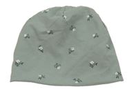 Šedoolivová bavlněná čepice s kytičkami H&M