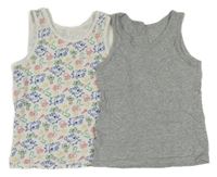 2x - Nátělník - Bílý s Peppa Pig NUTMEG, šedý melírovaný George