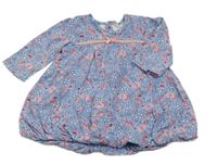 Modré balonové šaty s kvietkami a lienkami a motýlikmi George