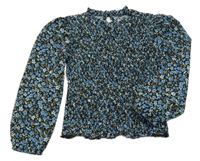 Černá kytičkovaná žabičková halenka St. Bernard